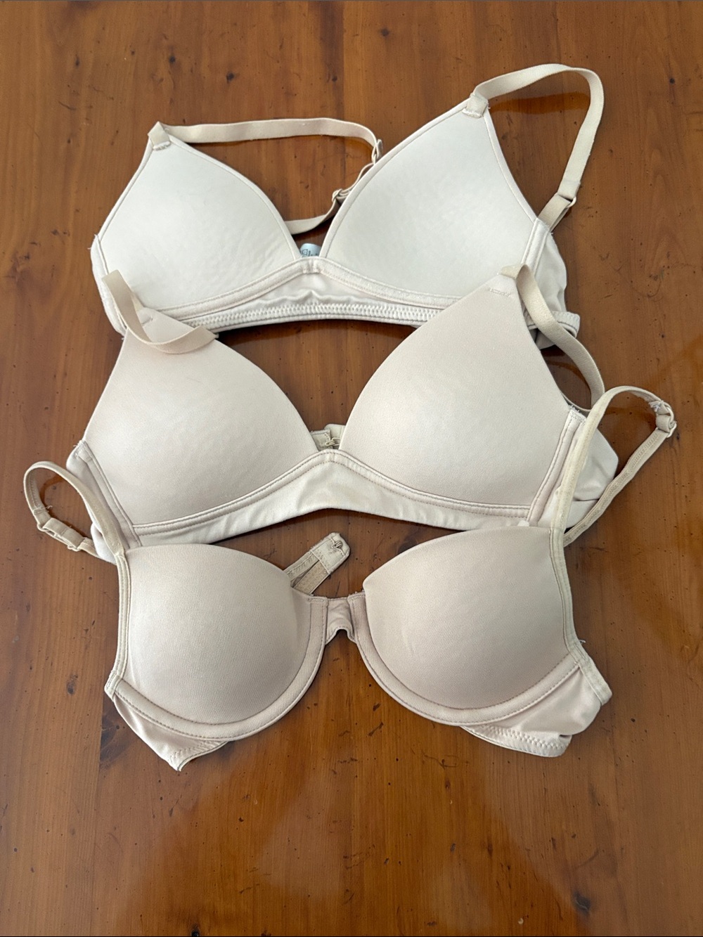 Delta/Hanes Nude T-Shirt Bra Trio - Light Beige Bundle